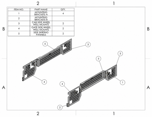 GRYD GEAR SKU A included mounting brackets, wheel-well mounts and side skirting panels